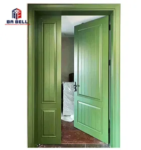 Elegance bela porta verde pintada unigual dupla, à prova d' água laçado balanço, porta frontal, entrada exterior, portas principal