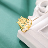 Lion avec couronne de roi anneau réglable roi de la jungle symbole de force sagesse classique bijoux en acier inoxydable pour hommes femmes