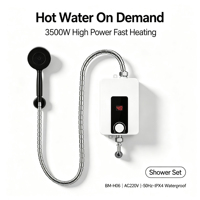 Chauffe-eau instantané intelligent 3500W, chauffe-eau électrique sans réservoir, chauffe-eau instantané pour hôtel, douche intérieure