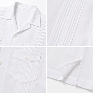 Camisas Guayaberas para Hombre, Lino Cubano 100%, Manga Corta, 4 Bolsillos, Camisa Cubana Transpirable, Informal de Verano, con Logotipo Personalizado, Ropa de Resort - Product Image 3