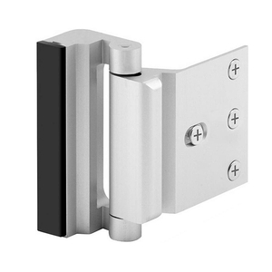 Cerradura de Seguridad para Puerta de Aluminio Plateada con Refuerzo y Tope de 3 Pulgadas, Soporta 800 Libras para Puertas Abatibles Hacia Adentro - Product Image 1