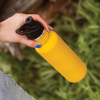 Botol Air Olahraga Anti Bocor Tanpa Isolasi dari Baja Anti Karat Perak dengan Tutup Bambu Daur Ulang RCS Promosi, 25oz/750ml
