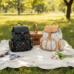 Cross-border Fashion PU <b>Backpack</b> <b>Large</b> <b>Capacity</b> High-end Sense Bag Lazy Style Niche Design All-match Zipper <b>Backpack</b> - Product Image 1