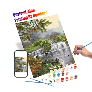 New Trends Oil Painting <strong>by</strong> <strong>Numbers</strong> Landscape Waterfall <strong>Custom</strong> <strong>Paint</strong> <strong>by</strong> <strong>Numbers</strong> for Adults - Product Image 1