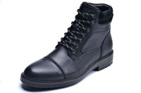 Nouvelles bottes mi-mollet en cuir véritable pour hommes, décontractées, antidérapantes et chaudes pour l'automne et l'hiver