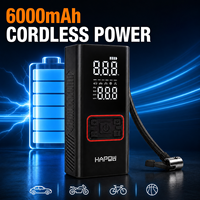 Compresseur d'air sans fil durable, gonfleur de pneus, sac de transport, tuyau d'inflation tressé épaissi, dissipation thermique stable, 6000mAh, écran LCD