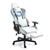 Prix de gros Chaise de jeu d'ordinateur quantité minimale de commande bas 2PCS Chaise Gamig beige à dossier haut Pro avec repose-pieds repose-pieds Haut-parleur LED Rgb