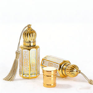 Flacon à bille de parfum de luxe en verre élégant avec feuille d'or, pour huiles personnalisées d'attar Oud arabe, sérigraphié, marque <span class=keywords><strong>Yiao</strong></span> - Product Image 2