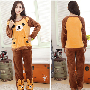 Ensembles de pyjamas en flanelle douce à imprimé animal de Noël grande taille, chauds pour l'hiver, design mignon, 100 % polyester, coupe ajustée, élastiques, vente en gros - Product Image 3