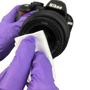 无绒400件白色4英寸一次性超声密封洁净室超细纤维刮水器DSLR相机镜头清洁布