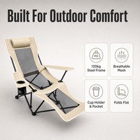 Fauteuil lune en maille avec repose-pieds, inclinable et pliable, en tissu Oxford, structure en acier, capacité 120 kg, pour camping extérieur, vente en gros