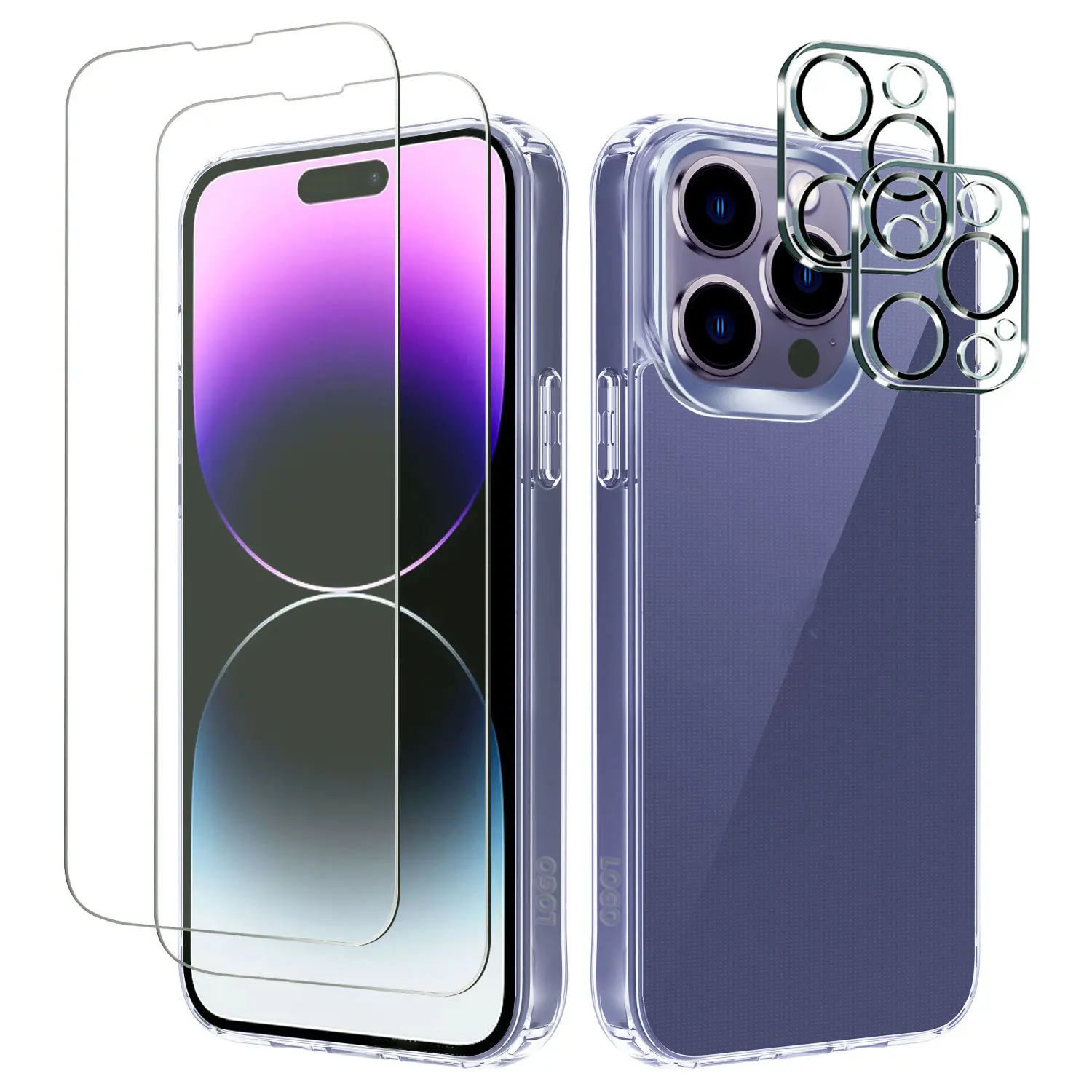 5 in 1 Defender Designed for iPhone 14 Pro Max Case 6.7 Inch, with 2 Pack Tempered Glass Screen Protector Camera Lens Protective