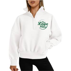 Sweat-shirts à demi-zip légers et coupe-vent pour femmes, tendance, à manches longues, pull-over, hauts, tenues d'automne et d'hiver, avec poches - Product Image 1