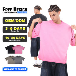 Camiseta de hombre vintage lavada y desgastada, de corte holgado, estilo casual, con lavado efecto nieve, de algodón 100% de alto gramaje, servicio OEM - Product Image 1