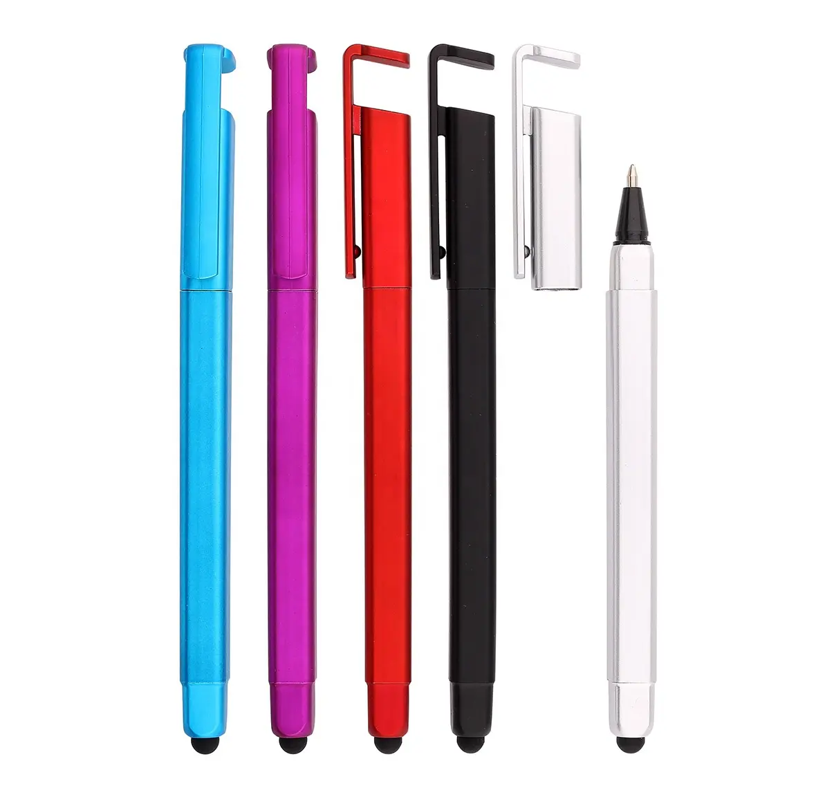 Toptan çok amaçlı 4 in 1 telefon aksesuarları ucuz dokunmatik ekran stylus kalem özelleştirilmiş stylus telefon tutucu cep tutucu kalem