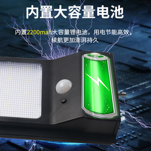 Solar Street <b>Light</b> 30LED High Brightness <b>With</b> <b>Motion</b> <b>Sensor</b> Wall Mount Aluminum Alloy Body 50000H Lifespan Waterproof - Product Image 5