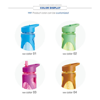 Bouteille d'eau en plastique de 21 oz avec couvercle, poignée et paille, sans BPA, qualité alimentaire, anti-fuite, compatible lave-vaisselle, pour la consommation quotidienne en extérieur