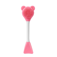 Agent de dropshipping Brosse de beauté pour le soin de la peau en silicone mignon en forme d'ours de 15 cm Brosse à double tête Spatule faciale 2 en 1 Brosse en silicone