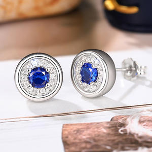 Pendientes de Diamantes Azules E3268 para Mujer, Corte Brillante Redondo, Color G, Diamantes Naturales, Estilo Clásico, Uso Diario - Product Image 6