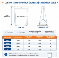 Op maat gemaakte biologisch afbreekbare hoogwaardige PE stand-up pouches, vochtbestendig voor koffie, huisdierenvoer, gedroogd fruit en voedselverpakkingen