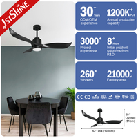 Ventilateur de plafond intelligent 1stshine 52 pouces avec commande Wi-Fi, compatible vocale, pales en ABS, moteur DC intelligent et lumière LED