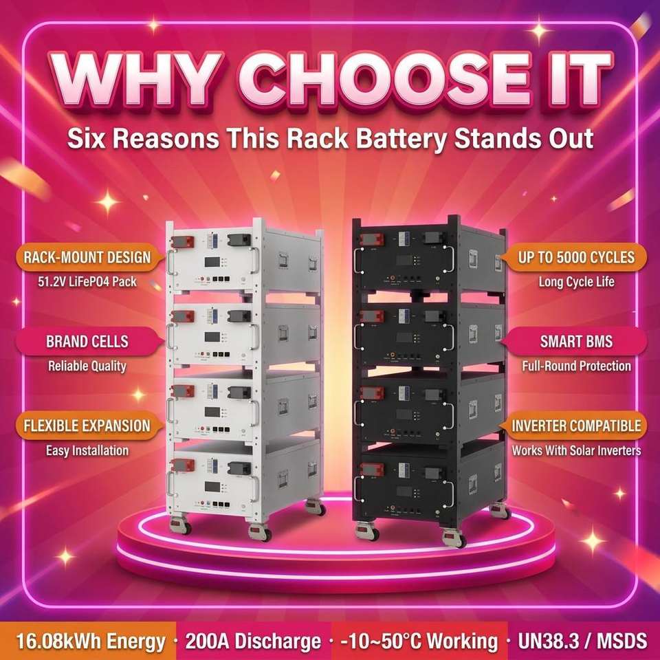 Bettery Rack 51.2V 280Ah 314Ah Rack Mount LiFePO4 Lithium Ion Battery Backup Module ...