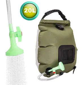 Pommeau de douche solaire avec tuyau amovible et pomme de douche commutable en TPU, pour Camping, 5 gallons/20l