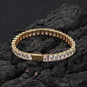 Bracelet Hip Hop 6 mm avec fermoir à ressort, chaîne tennis rectangulaire en zircon, accessoires, bracelet pour homme, collier Tanjing Fashion Lijing - Product Image 2