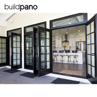 Porte extérieure en verre moderne de luxe en aluminium, cadre fin, étanche, avec isolation thermique, taille personnalisée pour villa et école