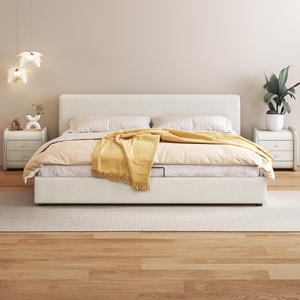 High Quality Layer Cowhide Leather Bed Simple Modern Small <strong>Unit</strong> 1.5m1.8m <strong>Bedroom</strong> Set Bed - Product Image 1