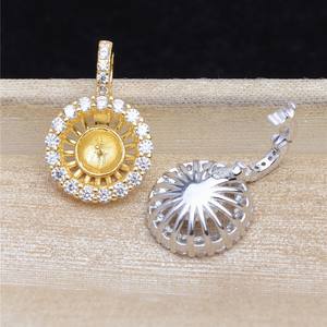 Support creux en argent S925 pour perles DIY, pendentif universel à boucle à pression de 10 mm avec motif tournesol ouvert pour étuis à bijoux - 5568 - Product Image 3