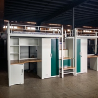 Lit superposé moderne et durable avec structure métallique, table d'étude et armoire de rangement pour l'école, l'hôpital, le dortoir