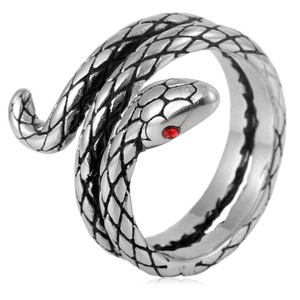 yunnique Snake Shape <b>Titanium</b> Steel <b>Ring</b> Gold Red Eyes Unisex Fashion Jewelry Gift - Product Image 3