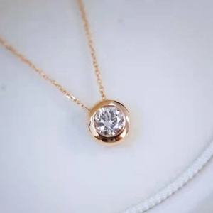 Collar con Colgante de Oro Rosa de 14k con Moissanita Redonda de 0.5ct, Color D, Estilo Popular, para Mujer, Regalo, Joyería de Moissanita - Product Image 2