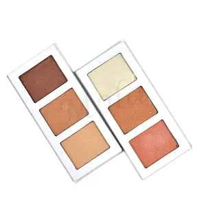 New style 3 color cardboard highlighter palette shimmer face makeup highlighter