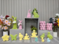 Figurines de lapin de Pâques modernes en céramique avec flocage - Origine CN/FUJ - Accessoires de décoration de table pour l'anniversaire et la maison