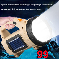 Lampe de poche rechargeable solaire USB étanche super lumineuse à longue portée avec corps en ABS pour la recherche en extérieur