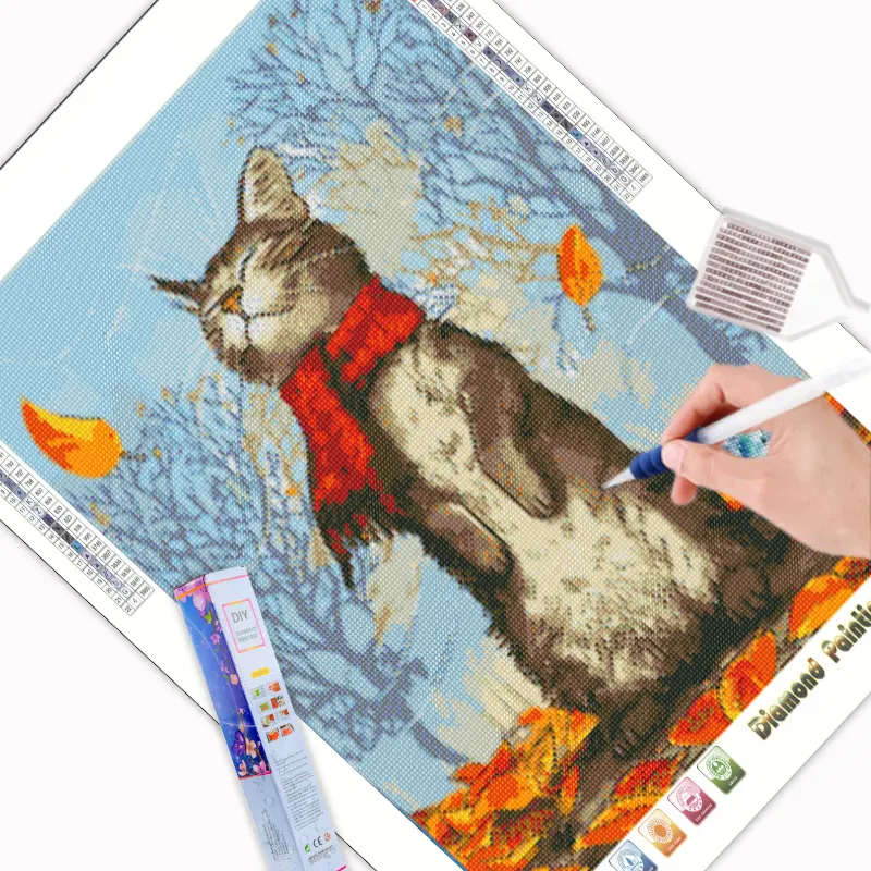 N-031 Diy ภาพวาดเพชรการจัดส่งสินค้ากล่องชุดศิลปะภาพวาดสัตว์ช้อปปิ้งออนไลน์น่ารักแมว5d ภาพวาดเพชร