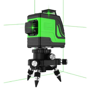 3*360 Laser pengukuran Level putar 12 GARIS Magnet hijau, Laser dengan Tripod pelevelan sendiri 360 derajat