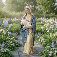 Statue décorative artisanale en résine peinte à la main de la Madone et de l'Enfant, forme irrégulière
