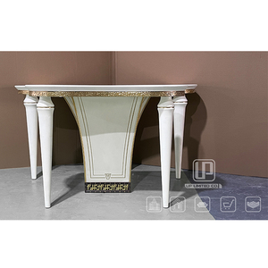 High End Hotel Apartment Living Room Furniture Oval White <b>Console</b> <b>Tables</b> Long Wooden <b>Tables</b> With <b>Gold</b> Frame 01 Oval <b>Console</b> - Product Image 2