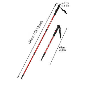 Bâtons de randonnée Cleye en alliage d'aluminium, 3 sections, avec sac de transport, embouts à double griffe, bâtons de marche pour l'extérieur - Product Image 2