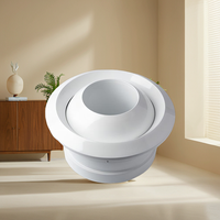 Diffuseur de buse à jet sphérique rond Grille d'aération de ventilation CVC Grille de registre d'installation au plafond en alliage ABS et aluminium