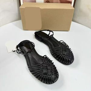 Z <strong>2026</strong> New Arrival Retro Round Toe Flat Roman <strong>Shoes</strong> PU Upper Woven Hollowed-out One-Strap <strong>Fashion</strong> <strong>Sandals</strong> All Seasons - Product Image 5