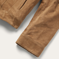 Veste en daim marron pour homme, style camionneur, fermeture à boutons, poches poitrine, doublure satinée, style vintage, vêtement décontracté pour homme