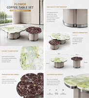 Ensemble de tables basses modernes de luxe en marbre naturel avec base en acier inoxydable 201 pour salon, hôtel, salle de séjour – Vente en gros directe usine sur mesure