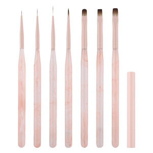 Custom Logo Pink 6mm 9mm 12mm Nail Art Brush Fine Liner Oval Flat Round 3D Gel <b>Builder</b> Painting Manicure Salon Nail Brushes - Product Image 1