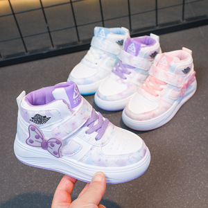 Moda Çocuk Günlük Spor Yüksek Bilekli Spor Ayakkabılar İlkokul Erkek Çocukları Küçük Kızlar Kaymaz Ayakkabılar Cırt Cırtlı Kapatma - Product Image 2