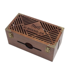 Caja de enchufes hueca de madera de pino, rectangular, marrón, tipo vertical, para almacenamiento de tiras de enchufes, gestión de cables en dormitorio y sala de estar - Product Image 5