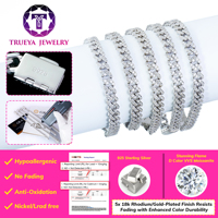 Vente en gros directe usine Bracelet unisexe de haute qualité en argent sterling 925 entièrement serti de moissanite, style Cuban Link, bijoux Hip Hop